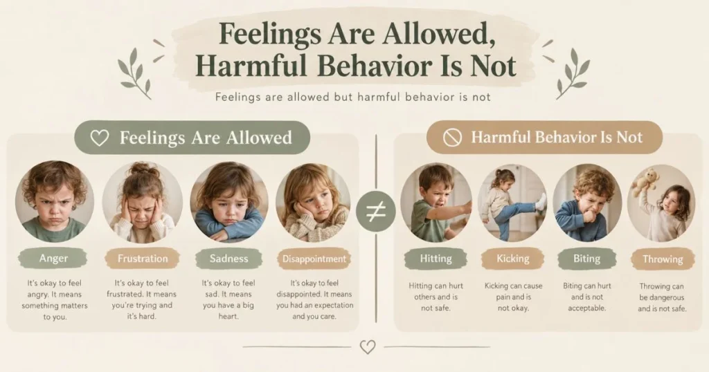 Angry Kids: Gentle Ways to Handle Anger and Big Feelings 4 Feelings are allowed but harmful behavior is not