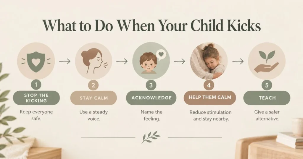 Five-step response for when a child kicks