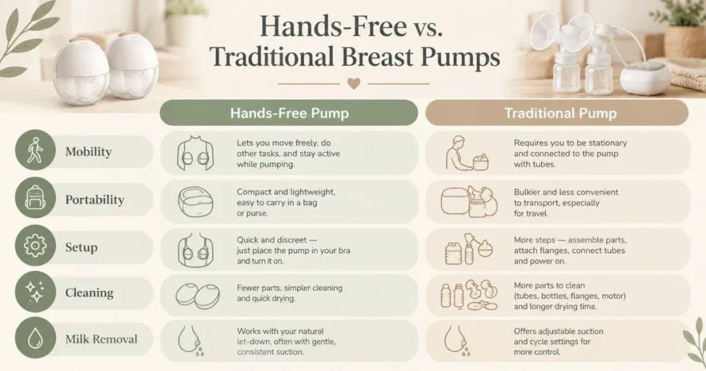 Hands-free breast pump vs traditional electric breast pump comparison
