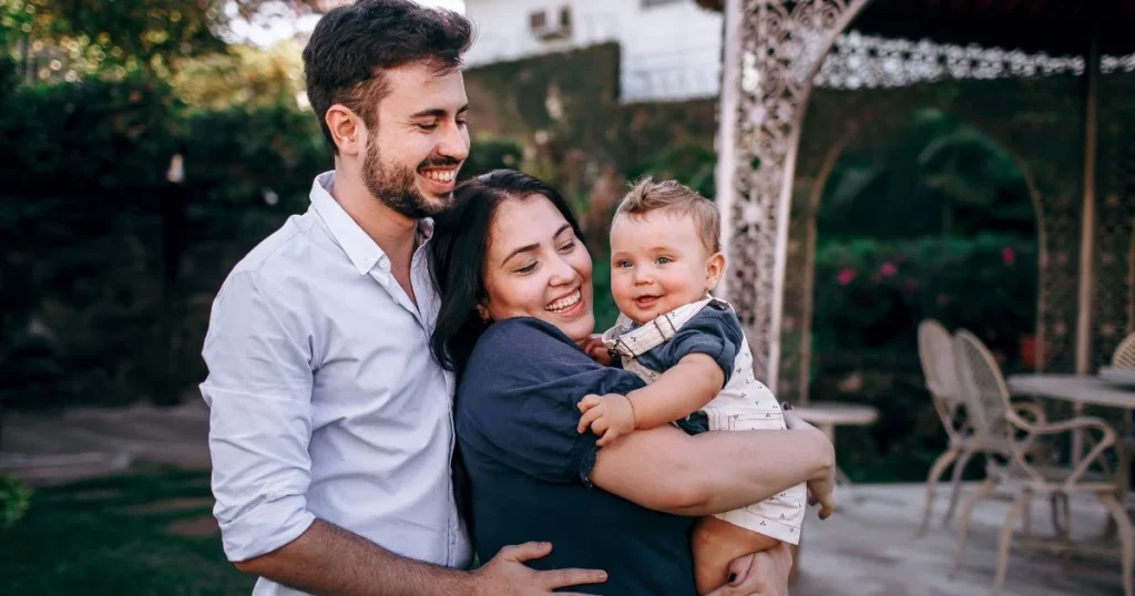 PARENTS calmly supporting a frustrated toddler during a conscious discipline moment 