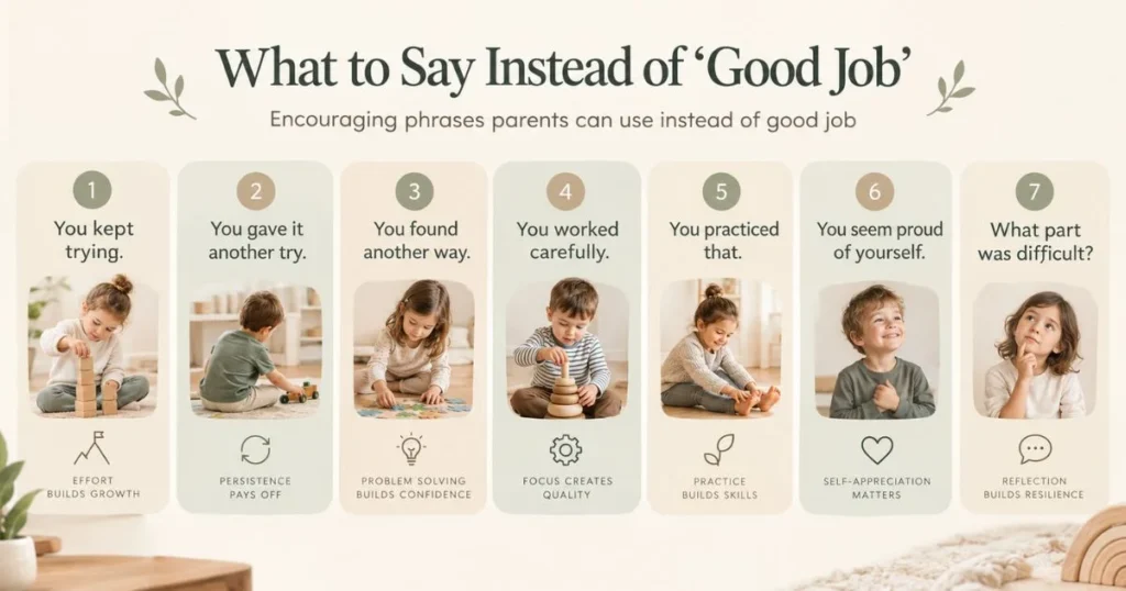 Encouragement for Kids: How to Support Without Pressure or Praise 5 Encouraging phrases parents can use instead of good job