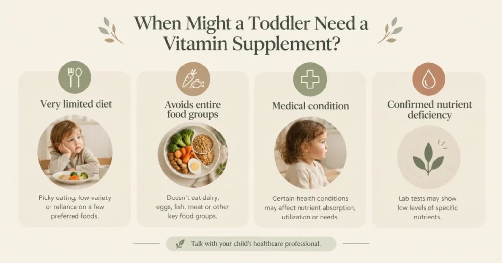 Four situations when a toddler may need vitamin supplementation
