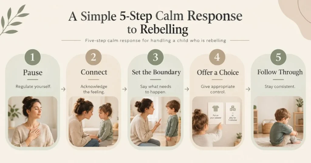Why Kids Are Rebelling and How to Respond Calmly 5 Five-step calm response for handling a child who is rebelling