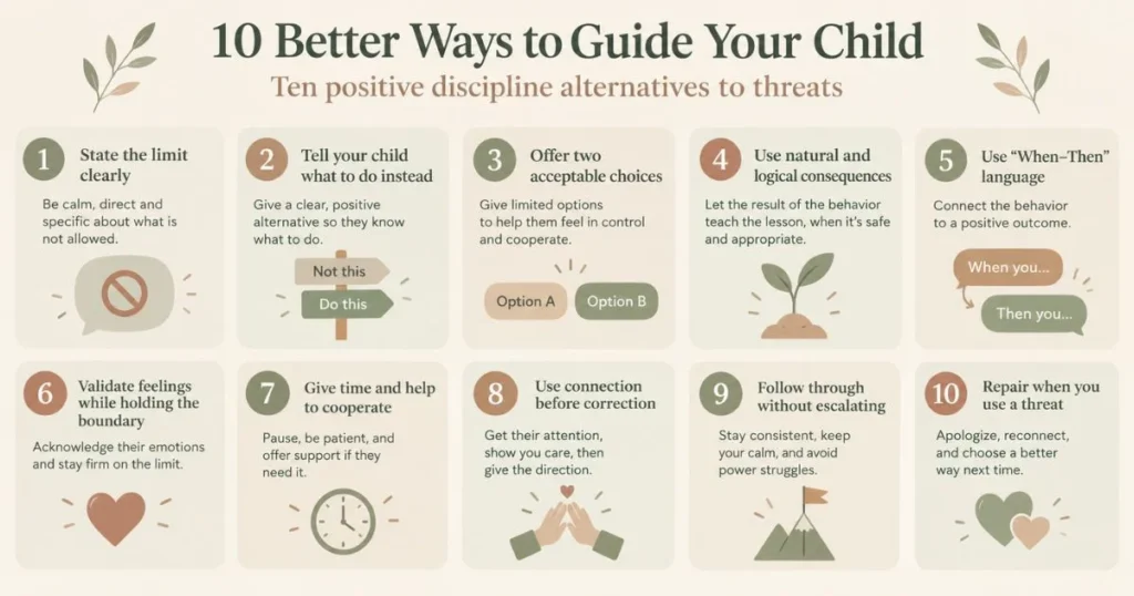 Ten positive discipline alternatives to threats
