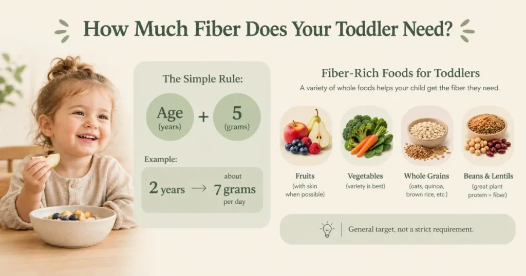 Best High Fiber Foods for Toddlers: Easy Ideas 4 Toddler fiber needs explained with the simple age plus 5 rule of thumb