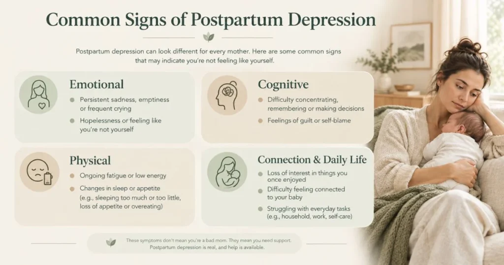 Postpartum and Depression: How to Recognize the Signs 4 Common emotional, cognitive and physical signs of postpartum depression