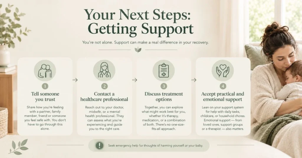 Postpartum and Depression: How to Recognize the Signs 7 Four steps for seeking support and treatment for postpartum depression