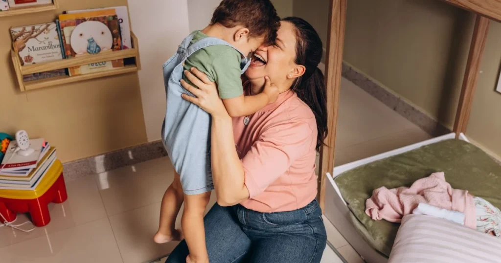 Mother and young son  enjoying quality time and shared activities.