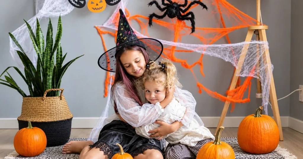 Baby in Pumpkin: The Ultimate Photoshoot Guide, Tips, Safety & Setup 8 toddlers with a pumpkin and autumn leaves in a simple seasonal photoshoot.